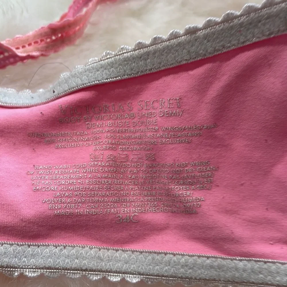 Victoria’s Secret Pink Lacey Lined Bra floral, black, pink white